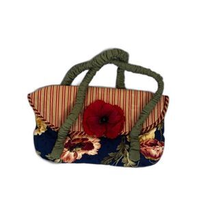 Handmade Handsewn Mixed Print Wide Front Flap Crinkle Handle Top Handle‎ Bag